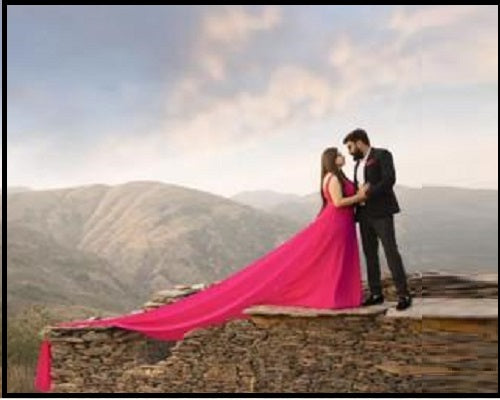 G251, Hot Pink Pre-Wedding Shoot Trail Gown, Size: All, Color: All