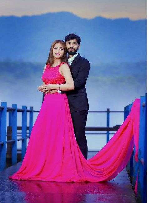 G251, Hot Pink Maternity Shoot Baby Shower Trail Gown, Size: All, Color: All