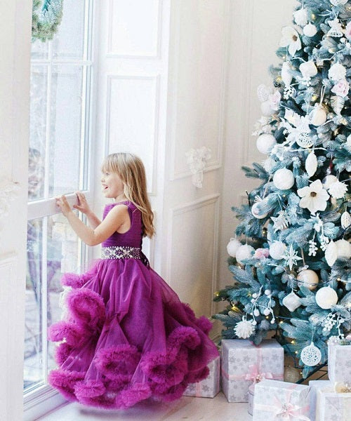G333, Purple Puffy Cloud Trail Big Ball Gown, (All Sizes)pp