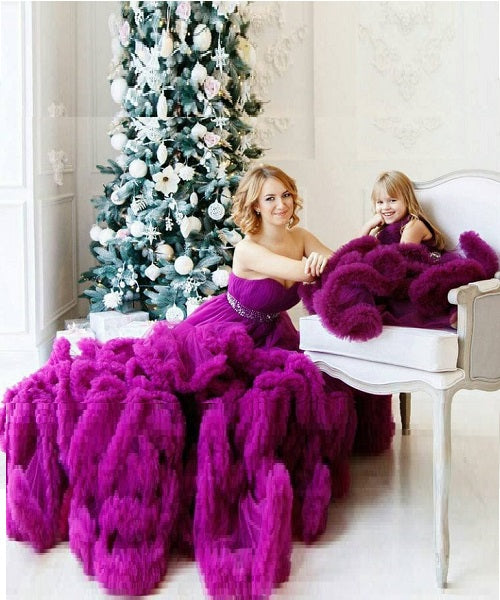 G333, Purple Puffy Cloud Trail Big Ball Gown, (All Sizes)pp