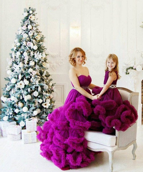 G333, Purple Puffy Cloud Trail Big Ball Gown, (All Sizes)pp