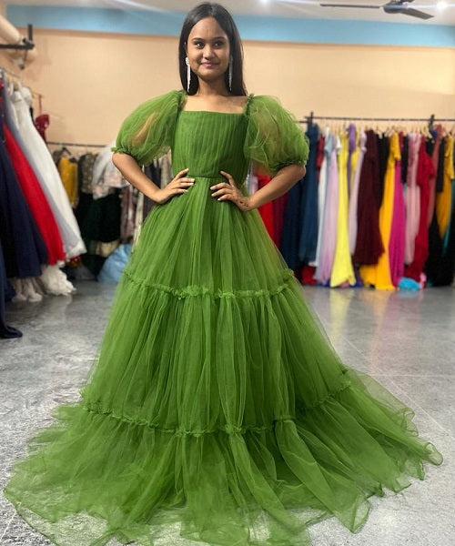 G954, Kiwi Green Ruffled Maternity Shoot Gown, Size: All, Color: All