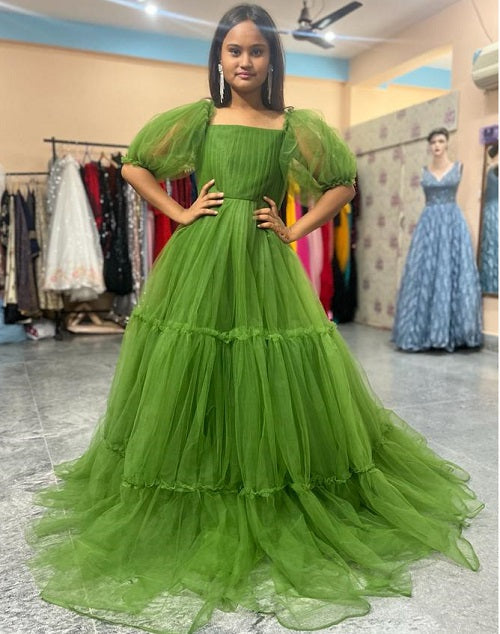 G954, Kiwi Green Ruffled Maternity Shoot Gown, Size: All, Color: All