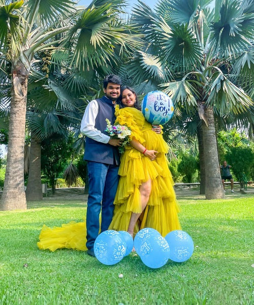 G552, Green Tea Ruffled Slit Cut Maternity Shoot Gown, Size: All, Color: All