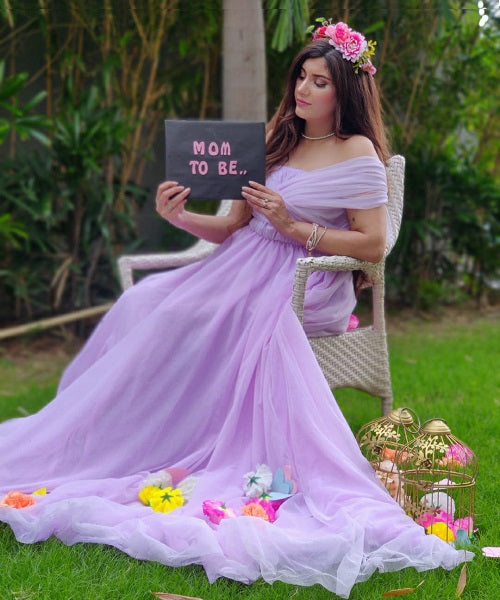 G522, Lavender Maternity Shoot Gown, Size: All, Color: All