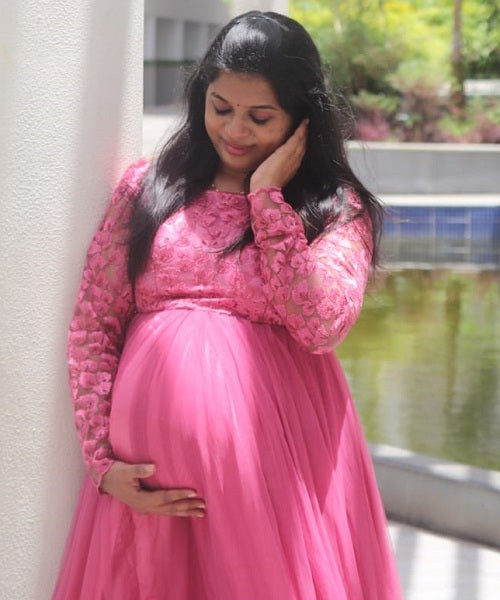 G545, Peach Maternity Shoot Baby Shower Trail Gown, Size: All, Color: All