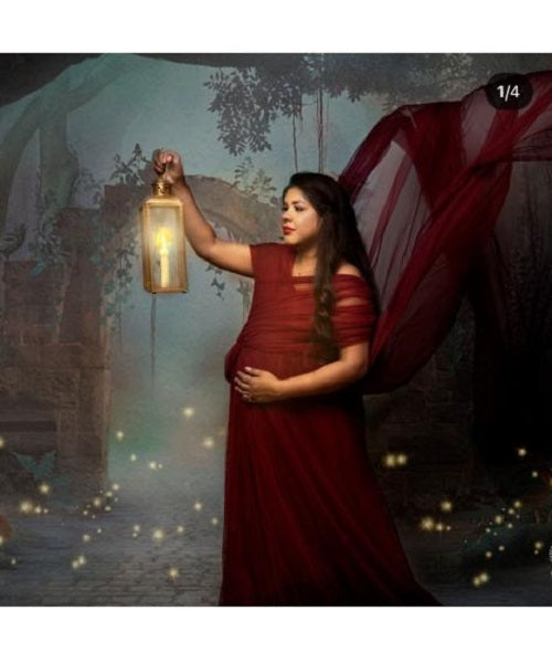 G422, Dark Wine Maternity Shoot Gown, Size: All, Color: All