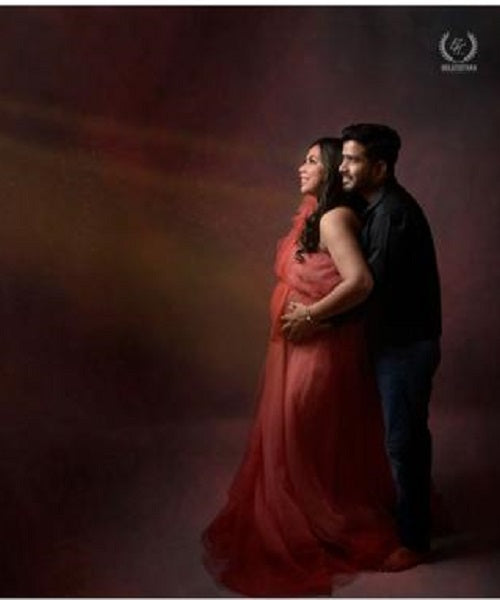 G419, Watermelon  Maternity One Shoulder Gown, Size: All, Color: All