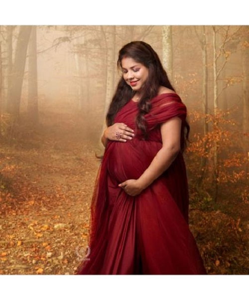G422, Dark Wine Maternity Shoot Gown, Size: All, Color: All
