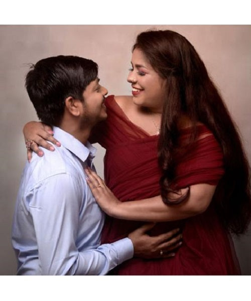 G422, Dark Wine Maternity Shoot Gown, Size: All, Color: All