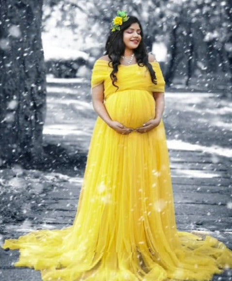 G622 , Yellow Maternity Shoot Gown, Size: All, Color: All