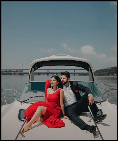 G885, Red One Shoulder Slit Cut Long Trail Gown Size: All, Color: All