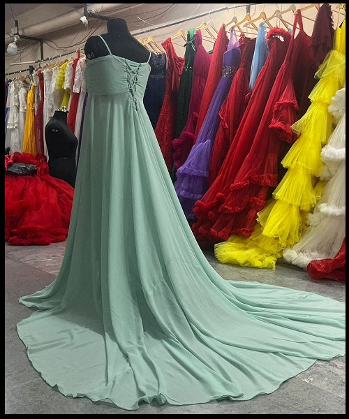 G625, Light Green Maternity Shoot Trail Gown, Size: All, Color: All