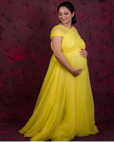 G622 , Yellow Maternity Shoot Gown, Size: All, Color: All