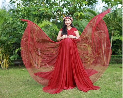 G422, Dark Wine Maternity Shoot Gown, Size: All, Color: All