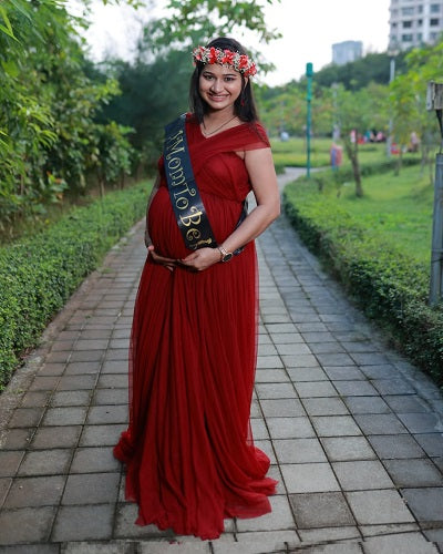 G422, Dark Wine Maternity Shoot Gown, Size: All, Color: All