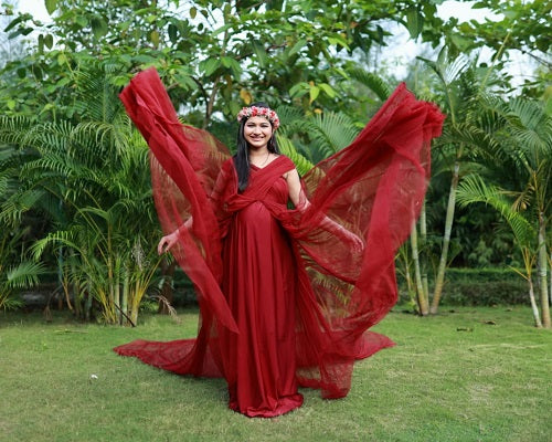 G422, Dark Wine Maternity Shoot Gown, Size: All, Color: All