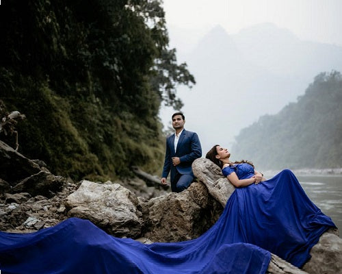 G300, Royal Blue Long Trail Prewedding Shoot Gown, Size: All, Color: All