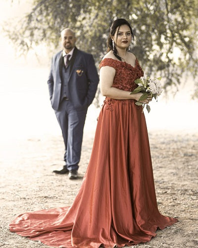 G130, Wine Satin Off Shoulder Trail Ball gown, Size: All, Color: All