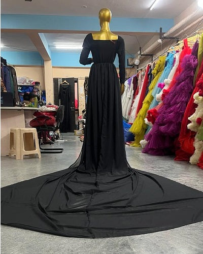 G4, Black Maternity shoot Baby Shower Lycra Body Fit Gown, Size: All, Color: All