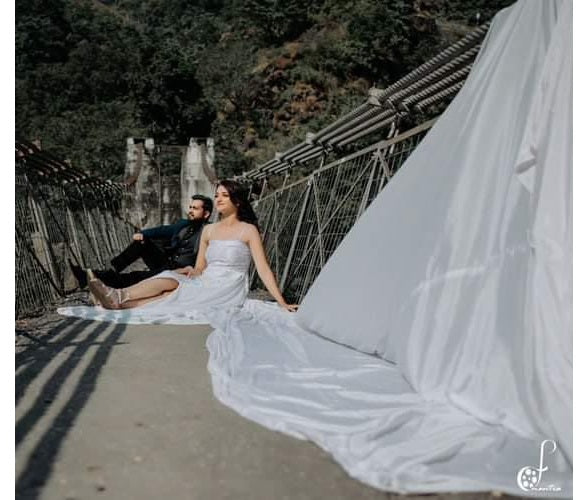 W224, White Tube Lace Top Georgette Long Trail Prewedding Shoot Gown, Size: All, Color: All