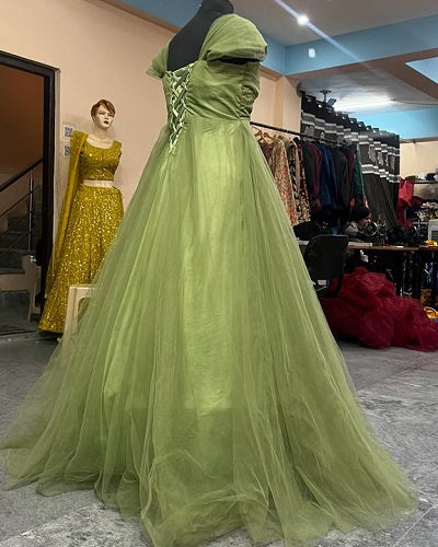 G2013, Olive Green Shoot Trail Gown, Size: All, Color: All