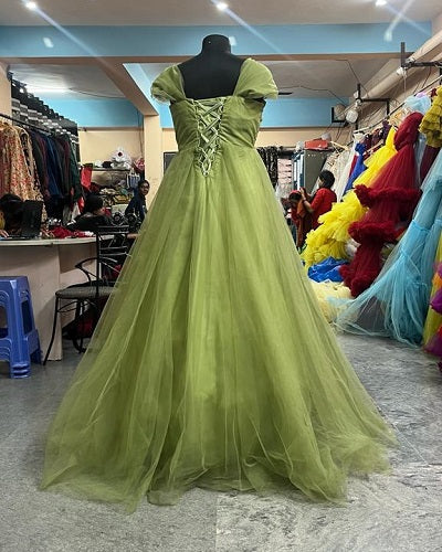 G2013, Olive Green Shoot Trail Gown, Size: All, Color: All