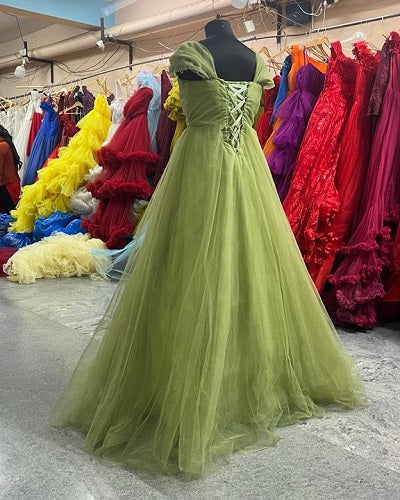 G2013, Olive Green Shoot Trail Gown, Size: All, Color: All