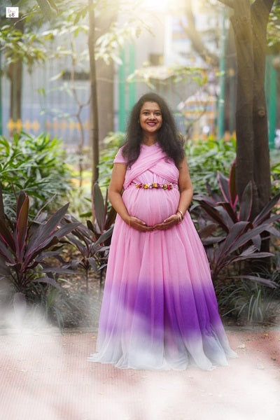 G322, Pink Multi Shade Maternity Shoot Gown, Size: All, Color: All