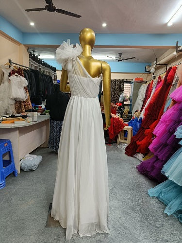 G719 , White Maternity One Shoulder Gown, Size: All, Color: All