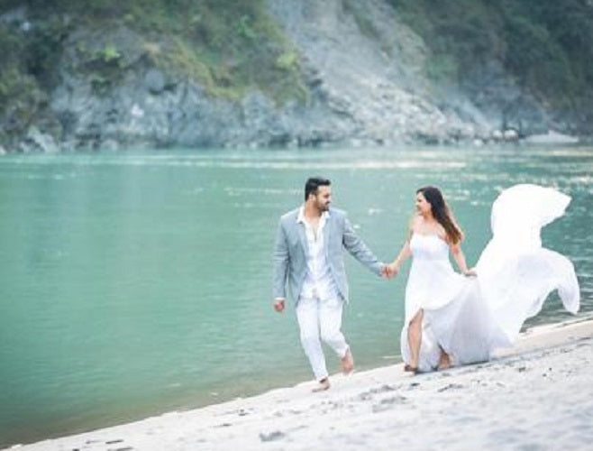 W224, White Tube Lace Top Georgette Long Trail Prewedding Shoot Gown, Size: All, Color: All