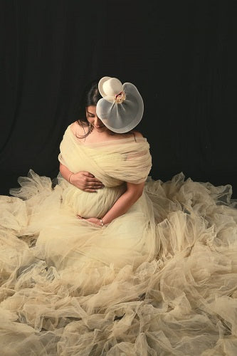 G55, Tea Green Ruffled Maternity Shoot Gown, Size: All, Color: All