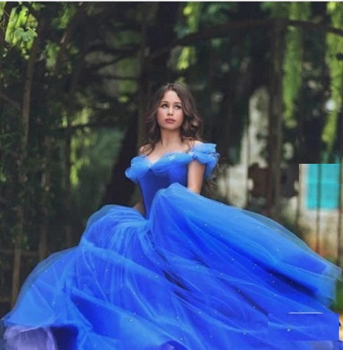 G638, Luxury Royal Blue Cindrella Princess Big Ball Gown, Size: All, Color: All