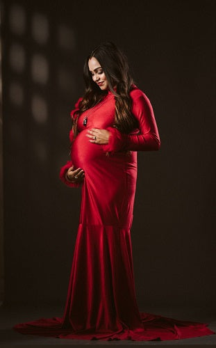 G2040, Red wine Long Trail Body Fit Gown Size: All, Color: All