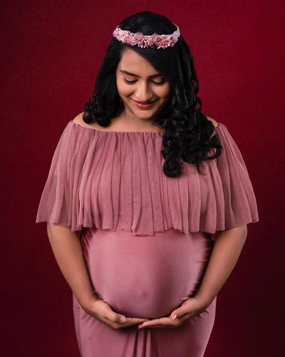 G508 , Peach Maternity Shoot Baby Shower Trail Gown, Size: All, Color: All