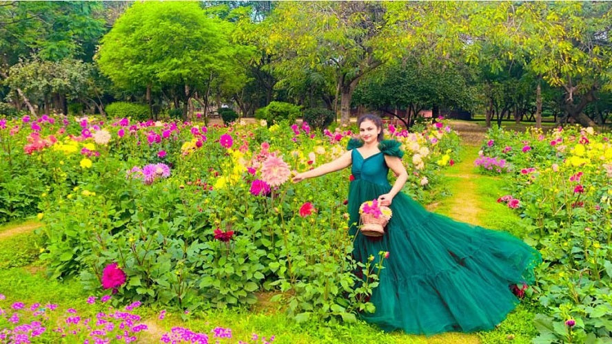 G2049, Bottle Green Ruffled Maternity Shoot Trail Gown: All, Color: All