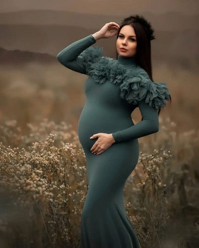 G1024, Slate Grey Body Fit Maternity Shoot Trail Gown, Size: All, Color: All