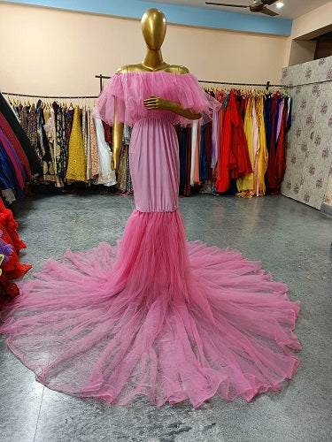 G7082, Pink Maternity Shoot Baby Shower Trail Gown, Size: All, Color: All