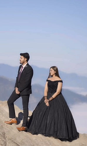 G746, Black Luxury Semi Off Shoulder Ball Gown, Size (XS-30 to XL-35)