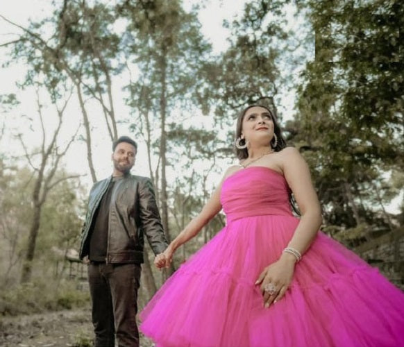G940, Hot Pink Ruffle Long Trail Ball Gown Size: All, Color: All