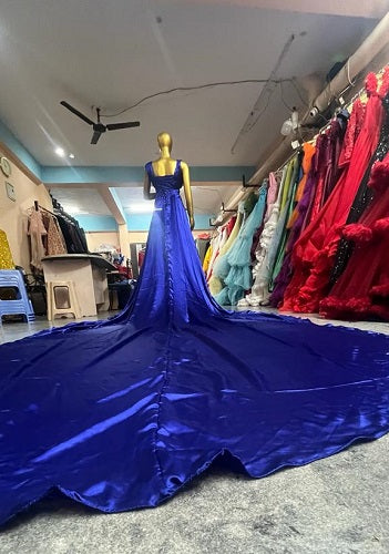 G666, Royal Blue Slit Cut Long Trail Shoot Gown Size: All, Color: All