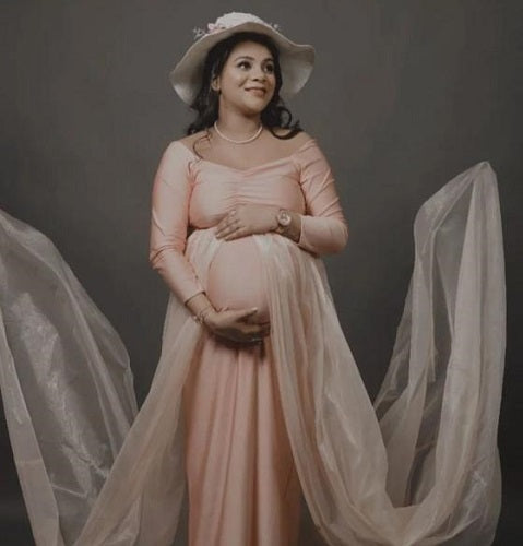 G56, Pink Maternity Trail Lycra Body Fit Gown, Size: All, Color: All