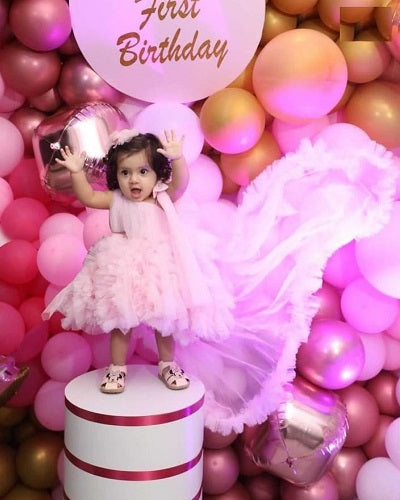 G2122, Pink Frilled Mother-Daughter Gown, Size (ALL)
