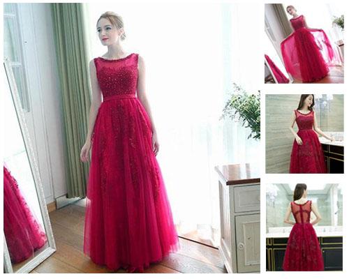 G105, Wine Shimmer Gown (Sleeves available), Size (XS-30 to XXXL-46)