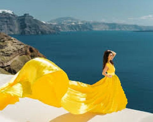 G178, Yellow Maternity Shoot Trail Baby Shower Gown, Size: All, Color: All