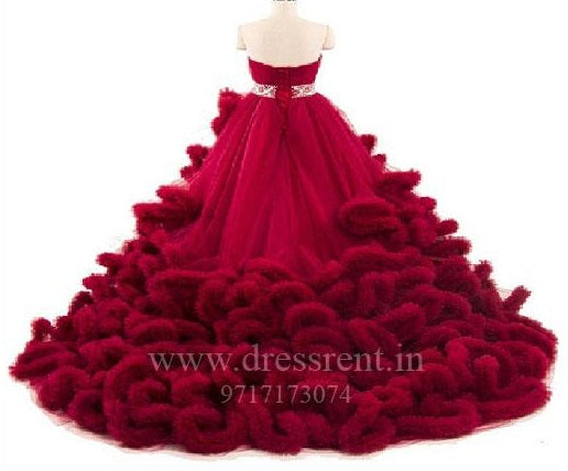 G148, Wine Puffy Maternity Shoot Baby Shower Trail Gown Size: All, Color: All