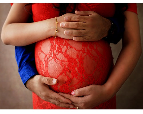 G198, Red Long Trail Transparent Maternity Shoot Baby Shower Gown, Size: All, Color: All