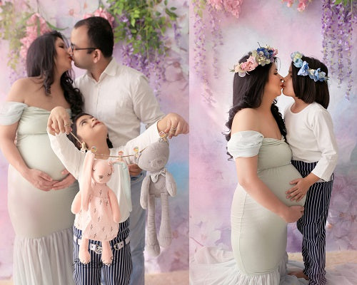 G48,Light Green Maternity Shoot Trail Baby Shower Lycra Body Fit Gown, Size: All, Color: All