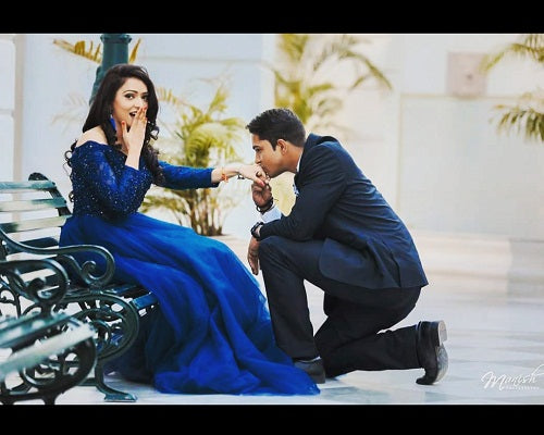 G145, Navy Blue Semi off shoulder Ball Gown, Size (XS-30 to XL-36)