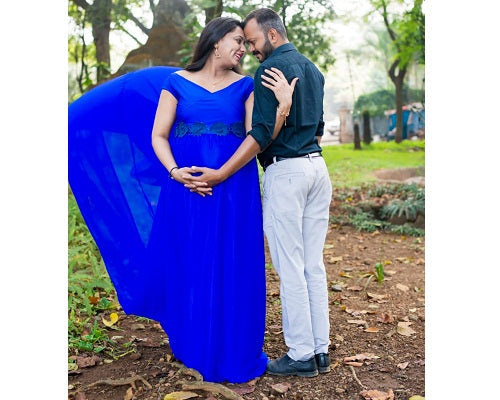G300, Royal Blue Long Trail Maternity Shoot Baby Shower Gown Size: All, Color: All
